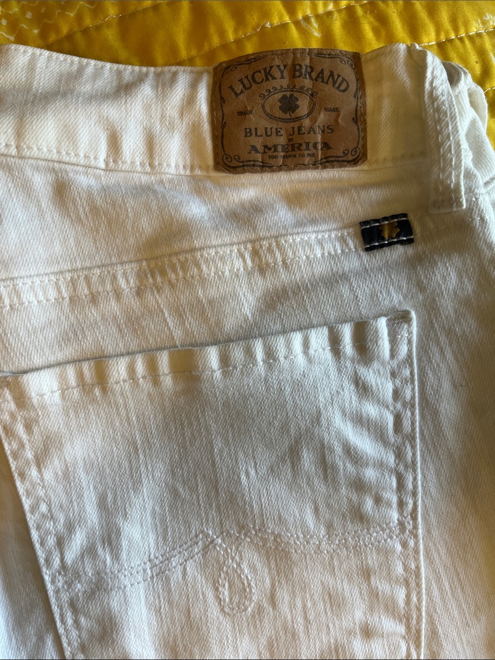 Lucky Brand White Denim Jeans with Signature Leather Patch